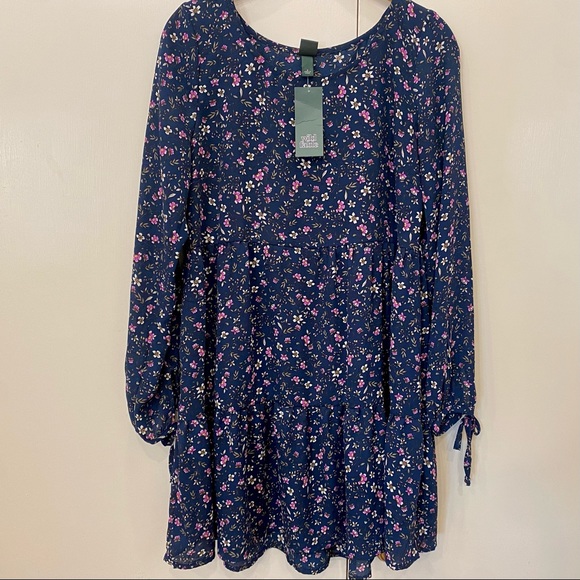 NWT wild fable long sleeve floral print babydoll dress, Size S - Picture 2 of 7